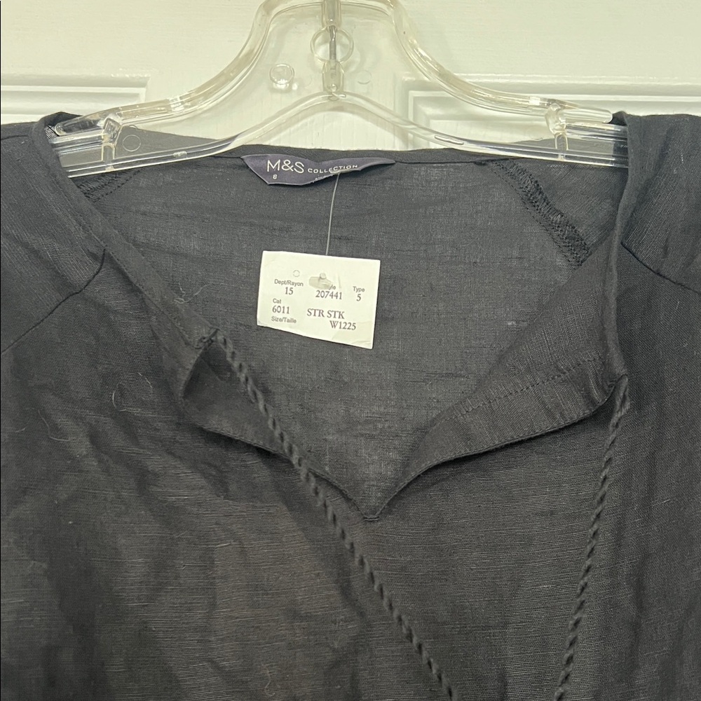 Elegant Black Blouse with Vibrant Pink Floral Design - Picture 8 of 8